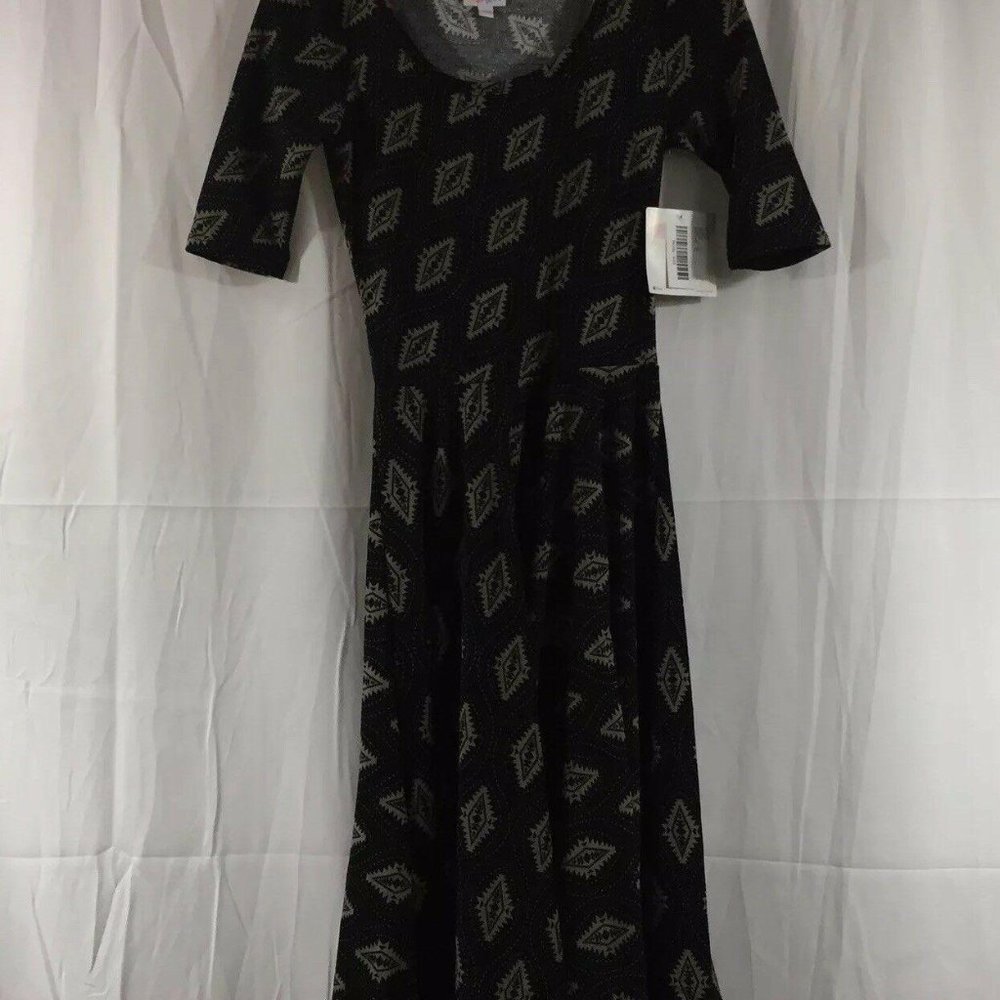 LuLaRoe Nicole Dress Black W/Gray Fit & Flare